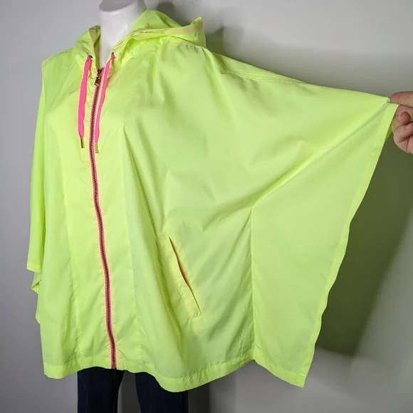 Lilly Pulitzer neon yellow hooded poncho windbreaker rain jacket L/XL - Picture 2 of 11